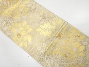 アンティーク　草葉に実模様織り出し袋帯（着用可）